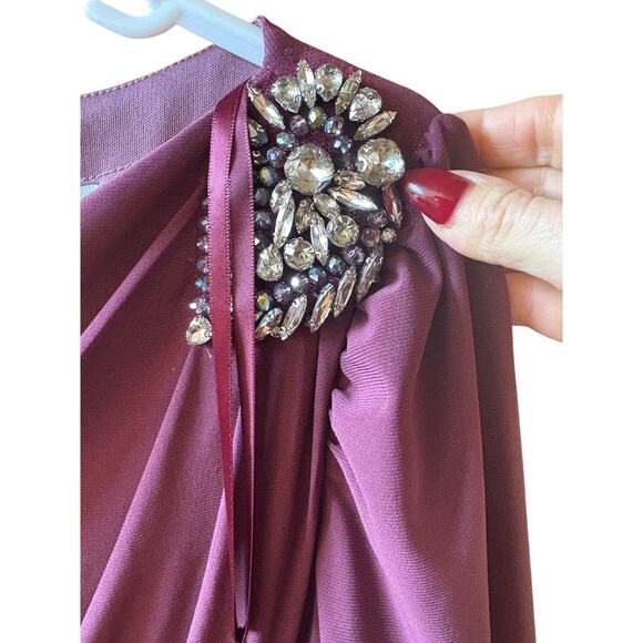 Ienna 55695 for MacDuggal purple mauve long sleeve gown dress size 10 - Picture 10 of 12